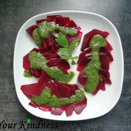 Beetroot carpaccio with lovage dressing